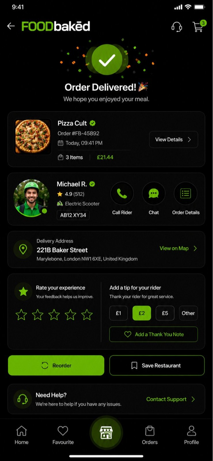 FOODbaked Livrée screen